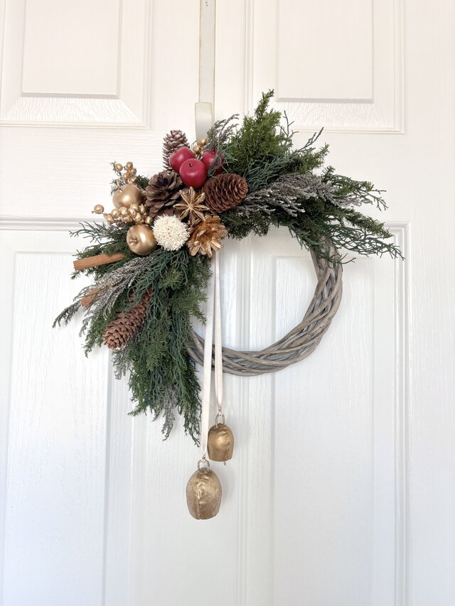 選べるタグ】幸せのベルが鳴る♪木の実のナチュラルクリスマスリース