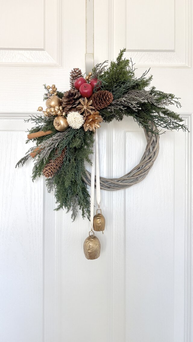 選べるタグ】幸せのベルが鳴る♪木の実のナチュラルクリスマスリース