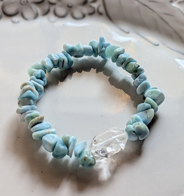 『ラリマー細石＆クリアクォーツのブレスレット✨変化の波を乗り超え、豊かな人生を歩むために』