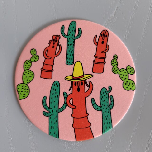 コースター　埴輪とサボテン