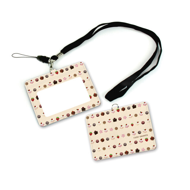 IDケース/IDカードホルダー/パスケース【cute sweets（シャンパンカラー）】（名入れ可）