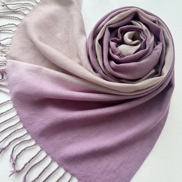 くすみカラー＊贅沢なウール＊京紫色×赤白橡色＊ストール