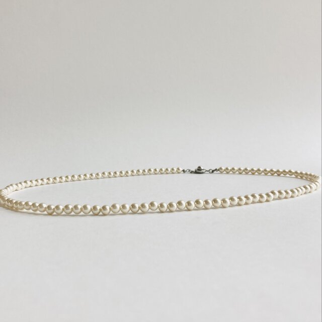 貝ベビーパールミディアムネックレス/約4.5mm約50cm/ホワイトベージュ/made in japan