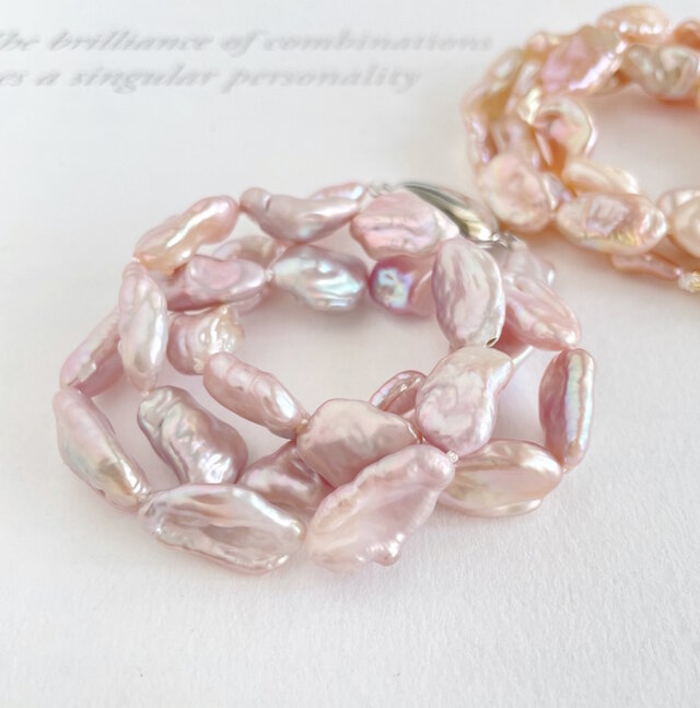 桜ピンク 天然淡水 ケシパールのチョーカー