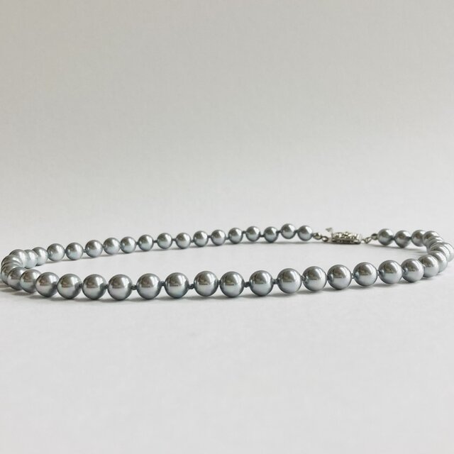 貝磨きパールオールノットネックレス/約7mm約42cm/磨きグレー/made in japan
