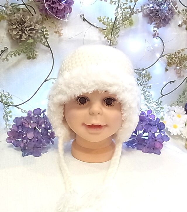 キッズ 耳あて付きニット帽子 頭囲48ｃｍ