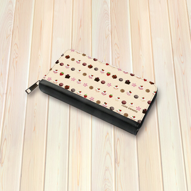 （送料無料）長財布【cute sweets（シャンパンカラー）】（名入れ可）