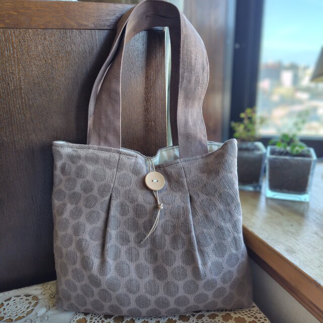 インポート生地*ジャガード*トートバッグ*マロンブラウン*M