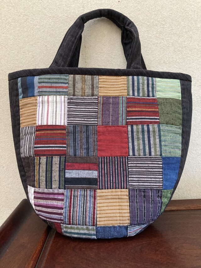 NO. 400 縞の市松バッグ