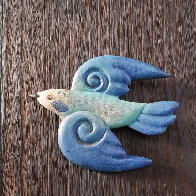 青色の鳩 壁掛け  no.11