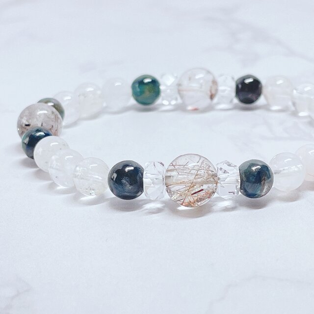 天然石〜カイヤナイト・インディゴライトトルマリン ブレスレット〜 天然石〜カイヤナイト・インディゴライトトルマリン ブレスレット