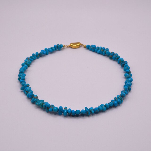 天然色ナチュラルカットターコイズ（トルコ石）のネックレス＊37cm◆送料無料♪