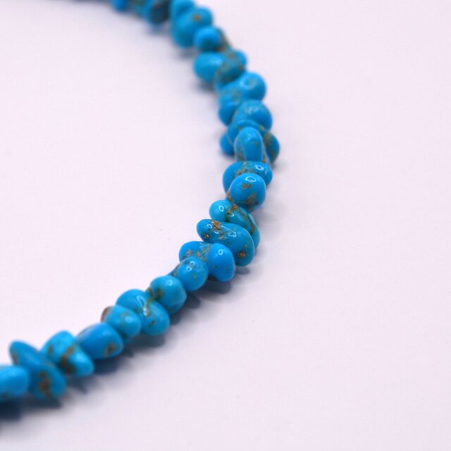 天然色ナチュラルカットターコイズ（トルコ石）のネックレス＊37cm