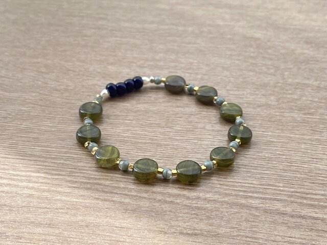 ビーズブレスレット No.130 タンザナイト パール ヴィンテージビーズ ビーズブレスレット No.130 タンザナイト パール ヴィンテージ