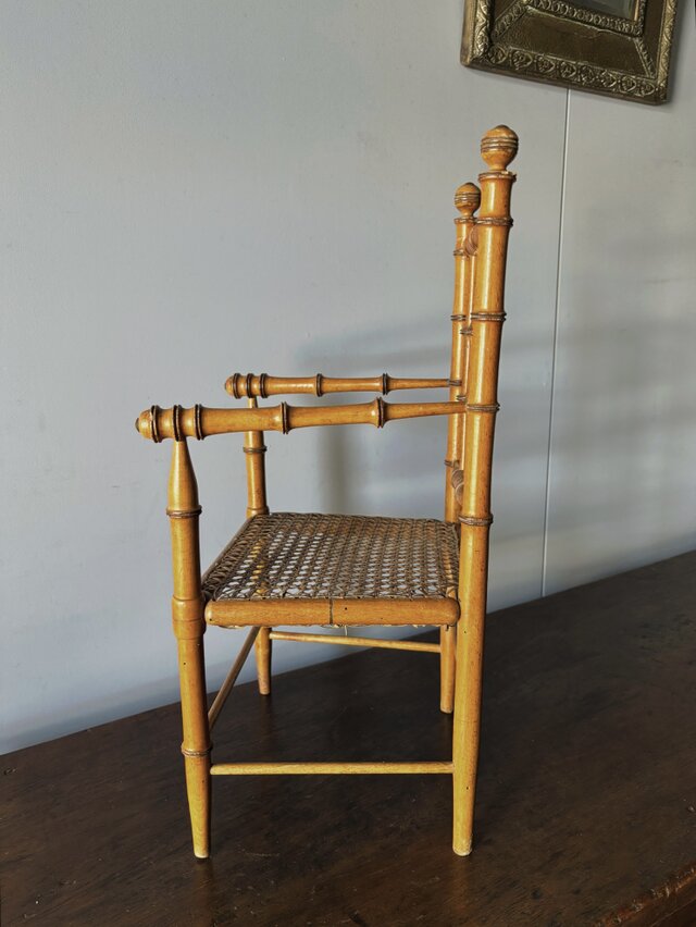 木製 ドール チェア バンブー h50.5cm フランス アンティーク 0502372