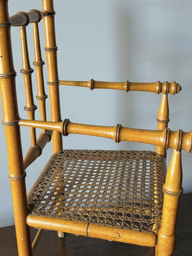 木製 ドール チェア バンブー h50.5cm フランス アンティーク 0502372