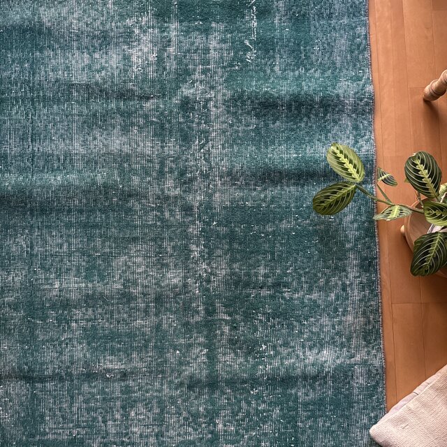 102.5×190 深みあるグリーン　ワンカラーラグ　トルコヴィンテージラグ 102.5×190 深みあるグリーン ワンカラーラグ トルコヴィンテージ