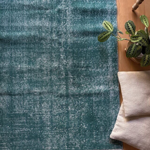 102.5×190 深みあるグリーン　ワンカラーラグ　トルコヴィンテージラグ 102.5×190 深みあるグリーン ワンカラーラグ トルコヴィンテージ