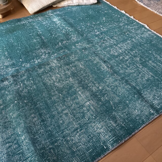 102.5×190 深みあるグリーン　ワンカラーラグ　トルコヴィンテージラグ 102.5×190 深みあるグリーン ワンカラーラグ トルコヴィンテージラグ