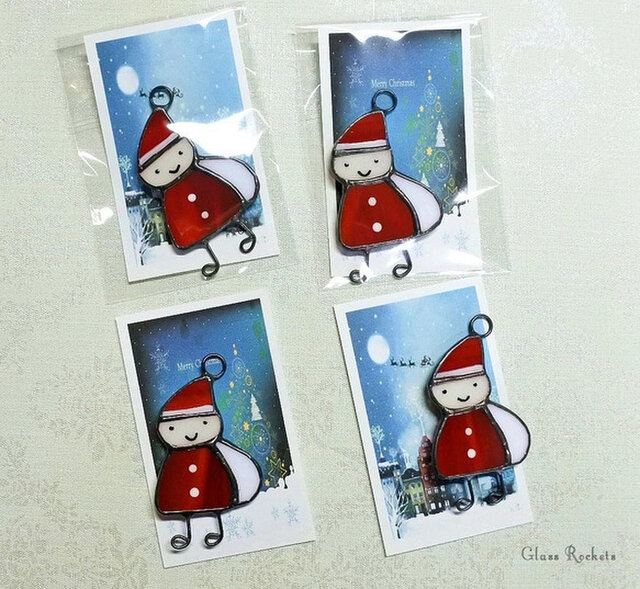 サンタ くん♪ マグネット ステンドグラス クリスマス X'mas