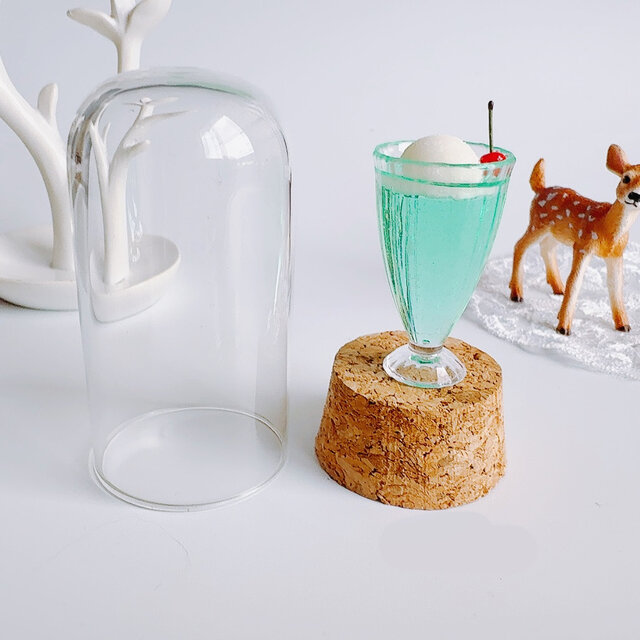 喫茶店のクリームソーダ ガラスドーム オブジェ ミニチュア | iichi