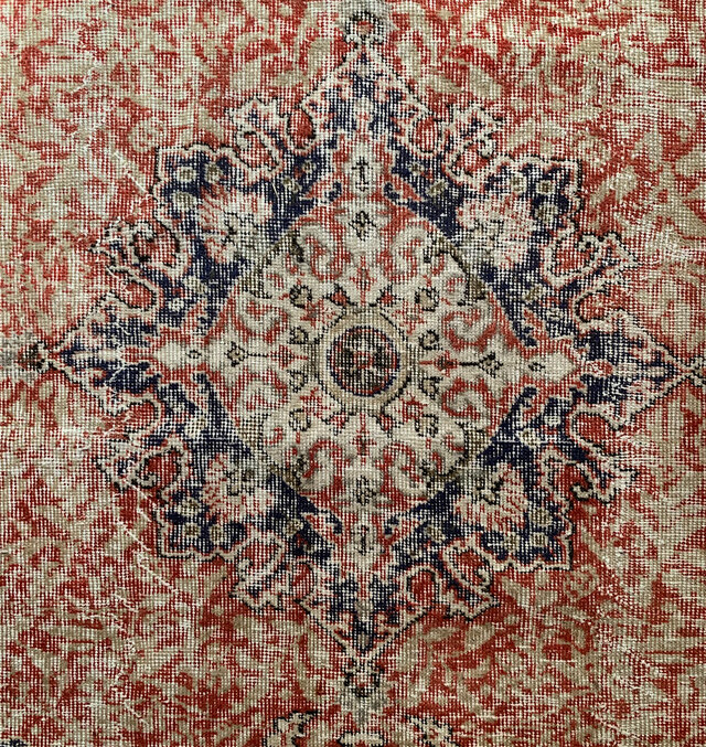 超大判 コーラルレッド 265×144 トルコヴィンテージラグ メダリオン 超