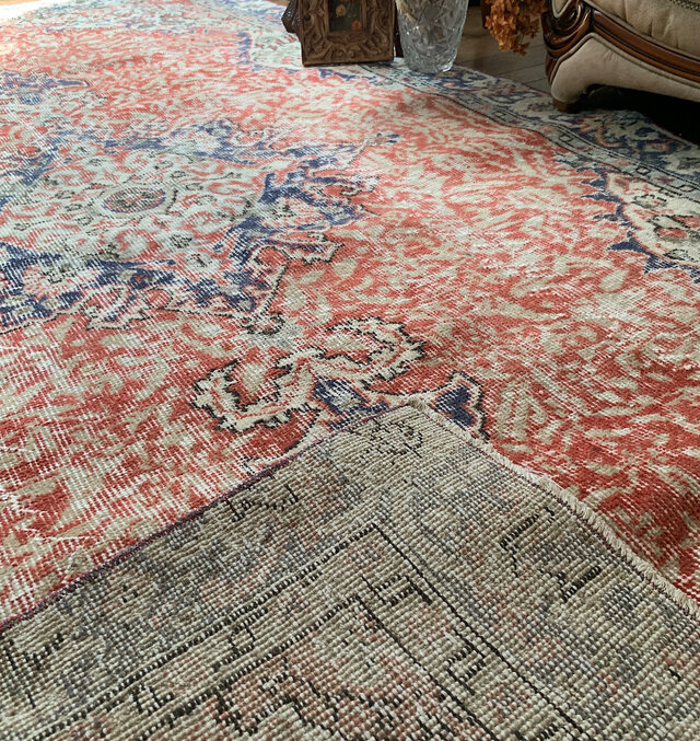 超大判　コーラルレッド　265×144 トルコヴィンテージラグ　メダリオン 超大判 コーラルレッド 265×144 トルコヴィンテージラグ メダリオン