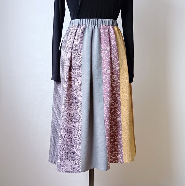 着物リメイク パッチワークスカート 花唐草 | iichi 日々の暮らしを