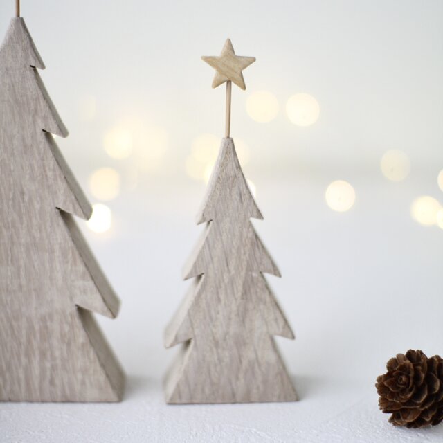 小さな木のクリスマスツリー〈ペアセット〉｜ホワイトオーク｜木製