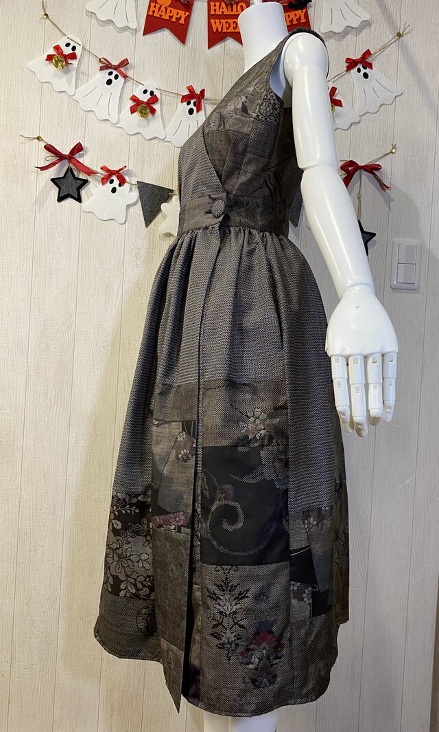 大島紬 パッチワーク カシュクールワンピース | iichi 日々の暮らしを 