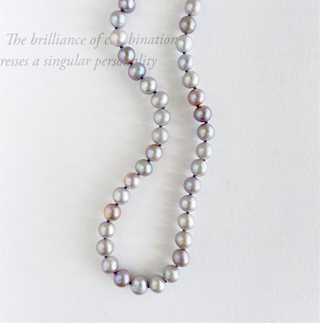 シルバーミックス 天然淡水パールのチョーカーネックレス　9.5mm 1点のみ