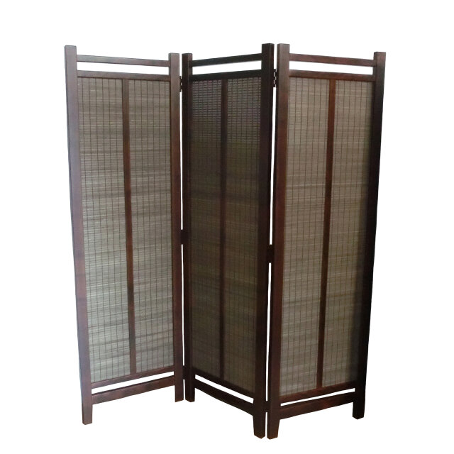 衝立 木簾 3連 スクリーン パーテーション ダークブラウン木簾 ② 樺桜
