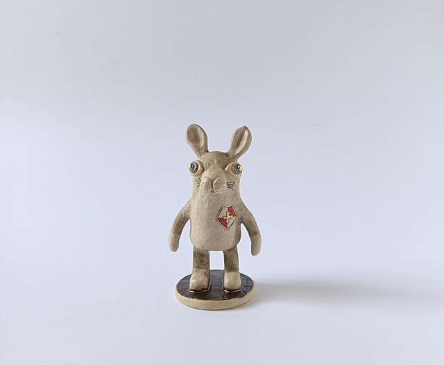 フランス製 手描きウサギフィギュア ヘレンド フィギュリン 手描き うさぎ 飾り物 ハート(ブルーの鱗