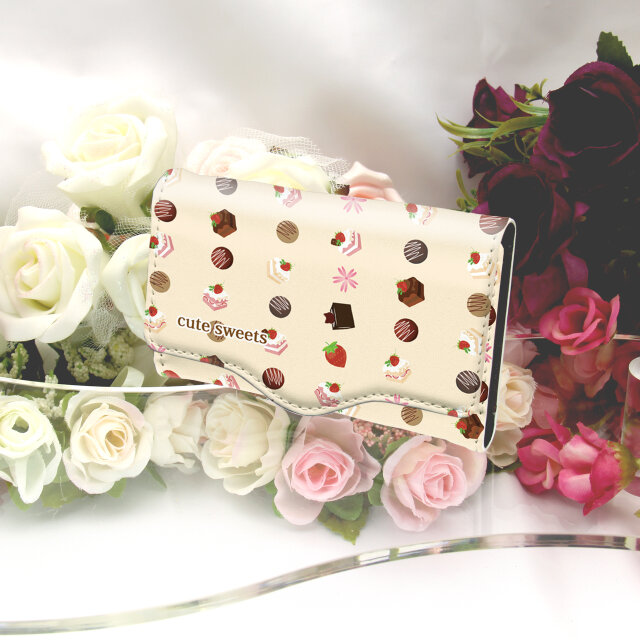 キーケース（マグネット留めタイプ）【cute sweets（シャンパンカラー）】（名入れ可）