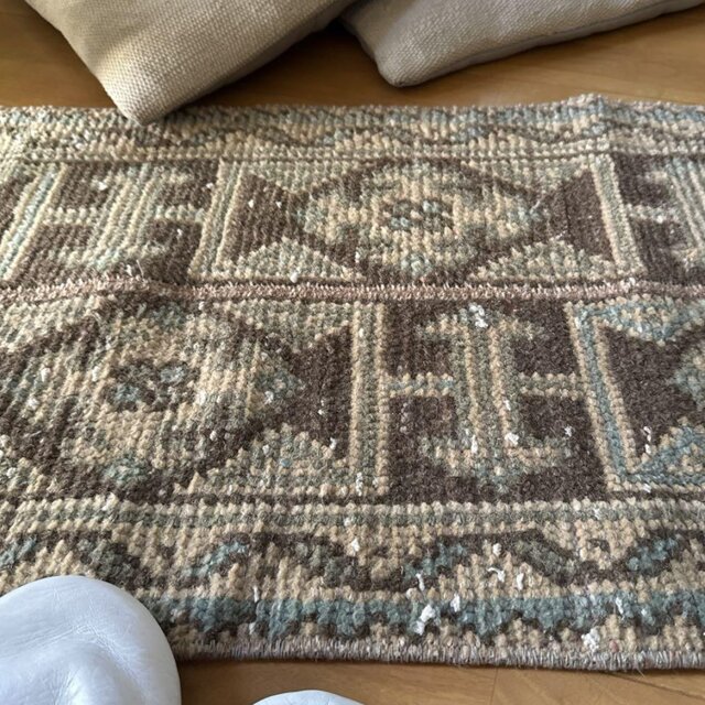 42.5×131 カーキ　パッチワーク　ランナーラグ　トルコヴィンテージラグ 42.5×131 カーキ パッチワーク ランナーラグ トルコヴィンテージ