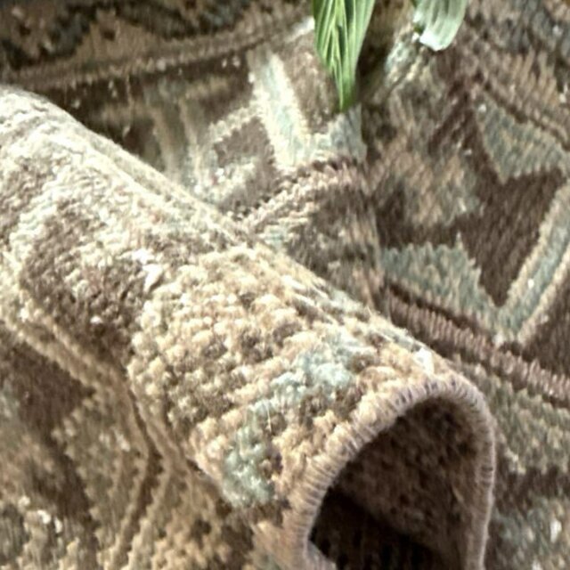 42.5×131 カーキ パッチワーク ランナーラグ トルコヴィンテージラグ