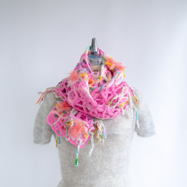 桃色の春霞マフラー【送料無料】