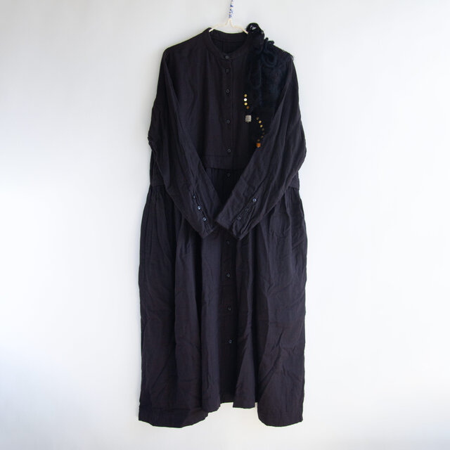 マオカラーワンピースブラック【送料無料】