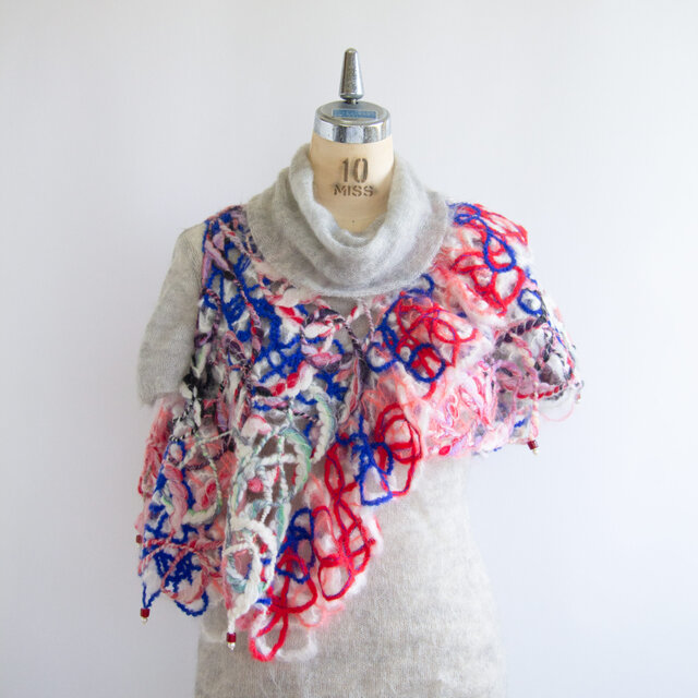 赤いフリルの着るマフラー【送料無料】