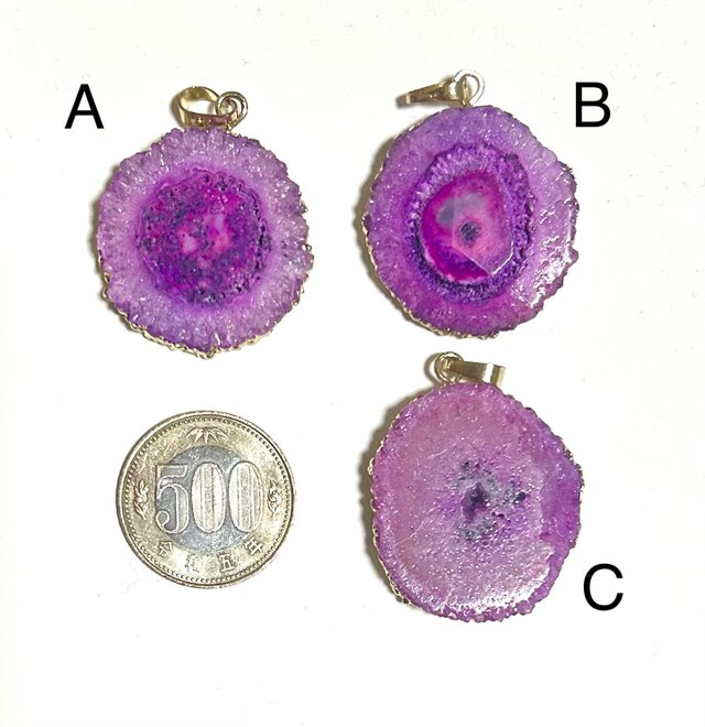 【更新2】天然石 ソーラークォーツ フラワー　バチカン付きパーツ　パープル