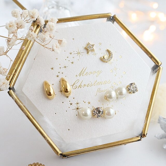 ＼お部屋に飾れる♪／ ✴︎クリスマスコフレ✴︎3点set ピアス・ノンホールピアス＜スタンド付き＞