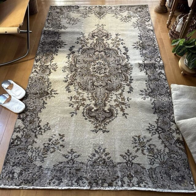 116×204 グレージュ×ブラウン　王道メダリオン　トルコヴィンテージラグ