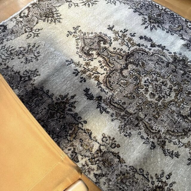 116×204 グレージュ×ブラウン 王道メダリオン トルコヴィンテージラグ