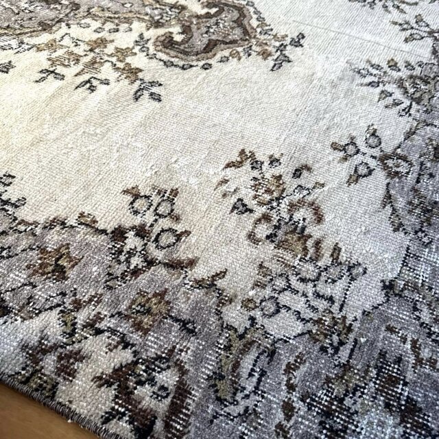 116×204 グレージュ×ブラウン 王道メダリオン トルコヴィンテージラグ