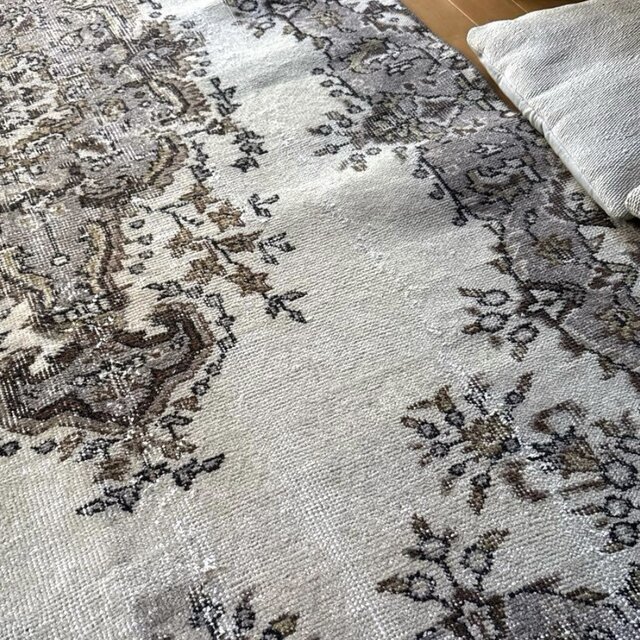 116×204 グレージュ×ブラウン 王道メダリオン トルコヴィンテージラグ