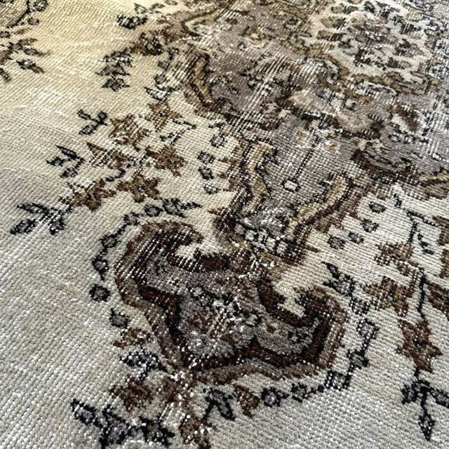 116×204 グレージュ×ブラウン 王道メダリオン トルコヴィンテージラグ