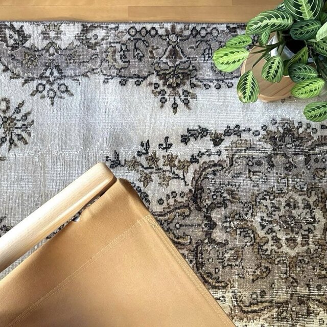 116×204 グレージュ×ブラウン 王道メダリオン トルコヴィンテージラグ