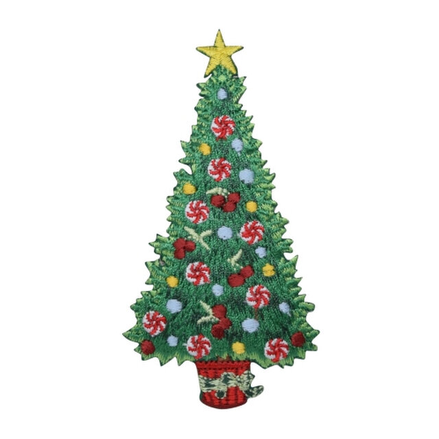 アップリケワッペン クリスマス ツリー アイロン圧着 オーナメント W-0352