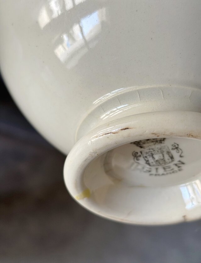 Gien ジアン 白 厚手 カフェオレ ボウル フランス アンティーク