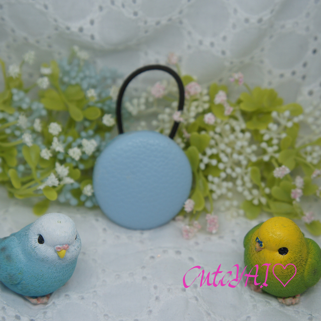 くるみボタン ヘアゴム おしゃれなフェイクレザー 02